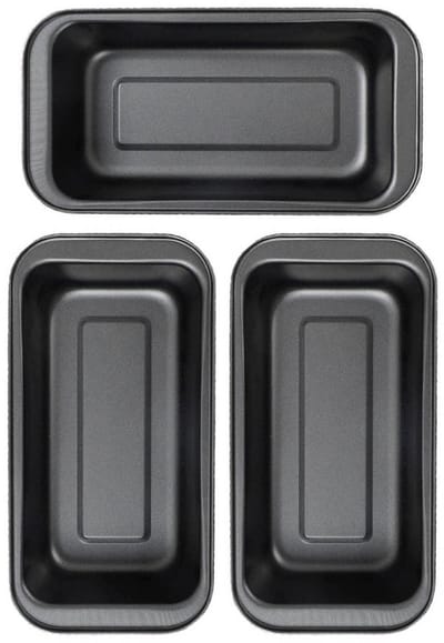 Dailygoods- Bakvorm Hoogglans - Rechthoekige Broodpan - 3 Stuks - Koolstofstaal - Antiaanbaklaag - Eenvoudig Schoon Te Maken - Hoge Warmteoverdracht