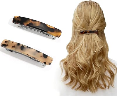 Elegante 7.5cm Tortoise Shell Haarspelden, 2 Stuks Franse Design Haarclips voor Dames en Meisjes, Perfect voor Diverse Haarstijlen