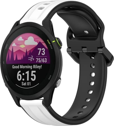 Siliconen bandje - geschikt voor Garmin Vivoactive 4 / Venu 3 / Venu 2 / Forerunner 255 / Forerunner 265 / 570 (47mm) - wit-zwart