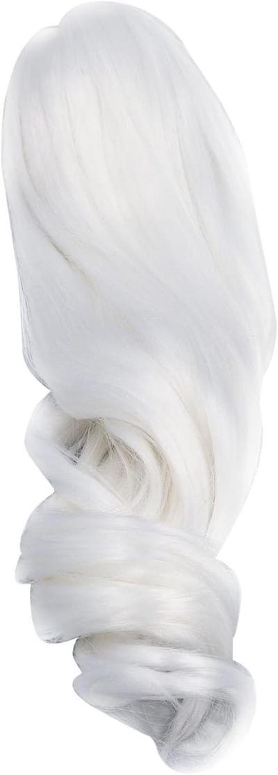 Zijdezachte lang krullende poppenpruik voor 1/3 BJD poppen - Maan Wit - Comfortabele aanraking - Geschikt voor 22-23cm hoofdomtrek