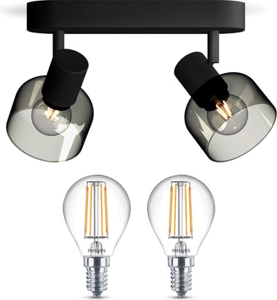 Philips Sleet Opbouwspot (Zwart) - Warmwit Licht - Plafondspot met 2 Lichtpunten - E14 - Niet Dimbaar