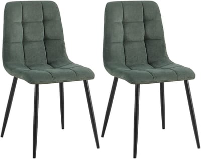 CLP Tilde Set van 2 eetkamerstoelen - Zonder armleuning - Industrieel - Ribstof/groen