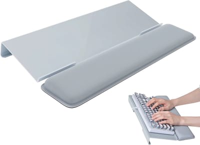 Polssteunen Toetsenbord Standaard voor Computer – Ergonomische Kantelbare Acryl Desktop, Polssteun Bureau, Verhoogde Toetsenbordstandaard voor Comfortabel en Ergonomisch Typen - Grijs
