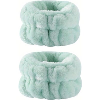 2 STUKS Herbruikbare Spa Pols Wasband Zachte Microvezel Handdoek Polsbandjes Voor Gezicht Wassen Vrouwen Meisje Yoga Hardlopen Sport Pols Zweetband white