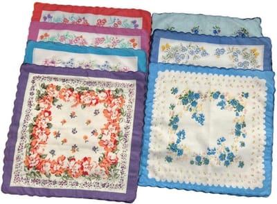 Katoenen Zakdoeken - Herensjaaltjes Damesdoeken - Dagelijks Gebruik Accessoire - Unieke Bloemendruk Rand - 30x30 cm - Diverse Prints
