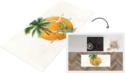 Keukenloper - Loper keuken - Palmboom - Vogel - Strand - 120x50 cm - Keukenloper vinyl