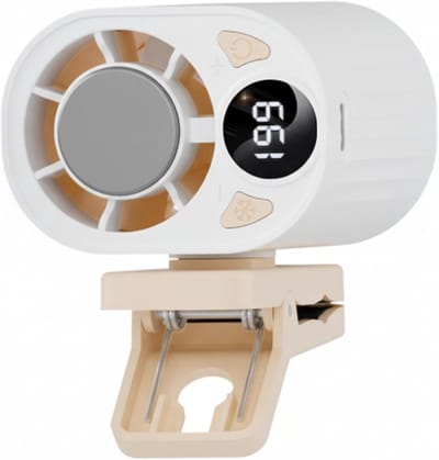 Draagbare airco voor auto, draagbare airco voor auto, clip-on ventilator met halfgeleiderkoeling - 199 snelheidsinstellingen, digitaal display, handsfree ventilator buiten, taille, rugzak
