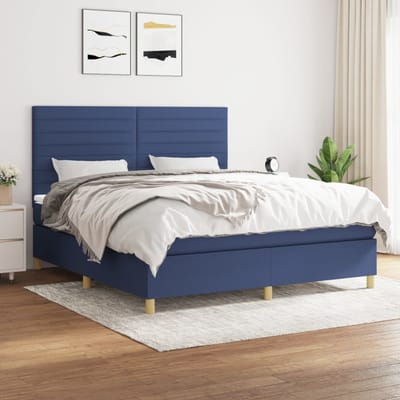 vidaXL - Boxspring - met - matras - stof - blauw - 180x200 - cm