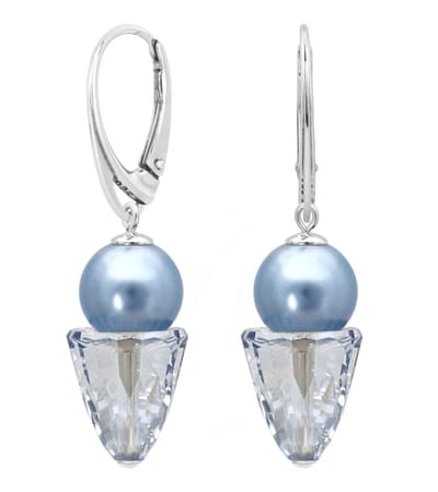 ARLIZI 2185 Oorbellen blauw Swarovski parel kristal - sterling zilver - 5 cm