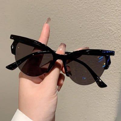 Elegant Klassiek Y2K Kattenoog Halve Brilmontuur Montuur Zonnebril Brillen Dames Voor Mannen Zon Zonnebrillen Punk Luxe Designer Stijl Stijl Populair
