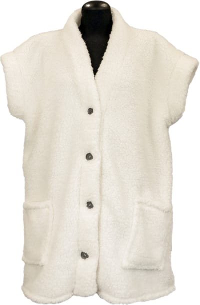 MAE - Bodywarmer - Dove White - 78x87 cm - Teddy - Heerlijk warm - Zonder mouwen - Cadeautip
