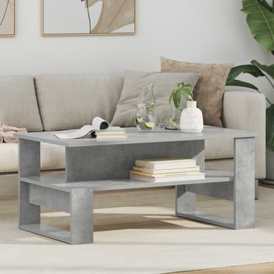 vidaXL - Salontafel - Beton - Grijs - 90 - x - 50 - x - 40 - cm - Bewerkt - hout