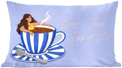 Sierkussens - Kussentjes Woonkamer - 60x40 cm - Mok - Koffie - Vrouw - Paars