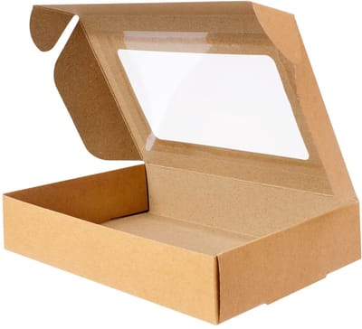 Dailygoods- Candy Boxes 12 Stuks - Kraftpapier - Lege Verpakkingsdozen - Met Raam - 18x11,5x3,3 cm - Geschikt voor Feestjes