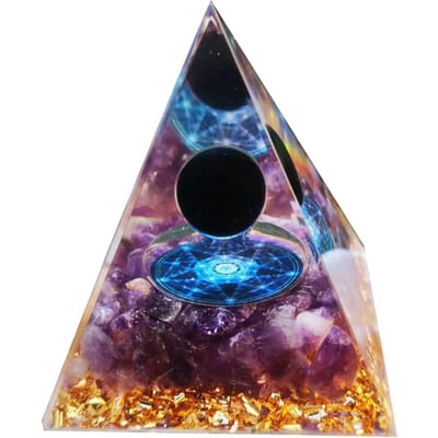 Pyramide d'Orgone Processus Époxy Exquis Magnifique 5cm Ornement Décoratif pour Bureau Maison Décoration Small Hexagram [5cm]