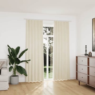 vidaXL - Gordijnen - verduisterend - 2 - st - met - haken - 140x225 - cm - fluweel - crème