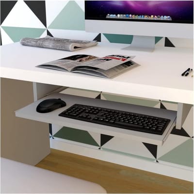 Toetsenbordlade Hout - Uitschuifbare Lade Bureau - Bureau Organiseren - Ergonomisch Ontwerp - 70 x 31 x 9 cm - Grijs