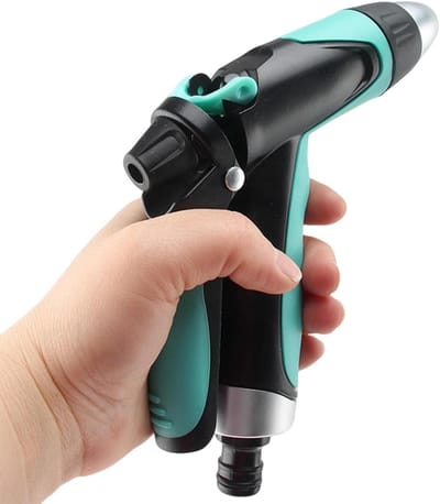 Slangmondstuk Verstelbaar - Waterslang Sproeier - Tuin en Auto Wassen - Hoge Druk Functie - 14 x 15 cm - Grijs