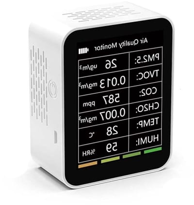 Luchtkwaliteit Monitor - CO2 Meter - Binnenlucht Meten - 6-in-1 Detector - 90x70x40mm - Wit