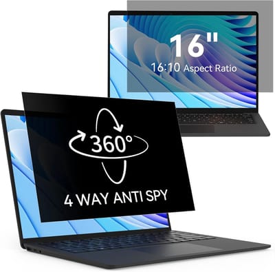 Famanu - Privacyfilter 360° 16 inch 16:10, anti-spionage-schermbescherming, anti-reflectie, laptop privacy screenprotector