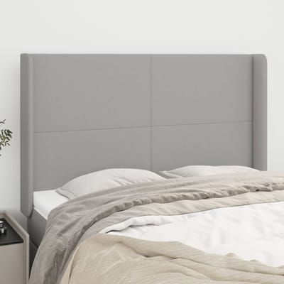 vidaXL - Hoofdbord - met - randen - 147x16x118/128 - cm - stof - lichtgrijs