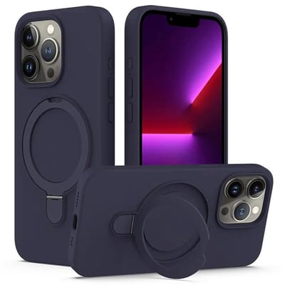 Siliconen hoesje Kickstand met Standaard - Schokbestendig MagSafe case Geschikt voor: iPhone 16 Pro Max - Blauw