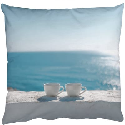 Sierkussens - Kussentjes Woonkamer - 50x50 cm - Zee - Koffiekopjes - Zomers
