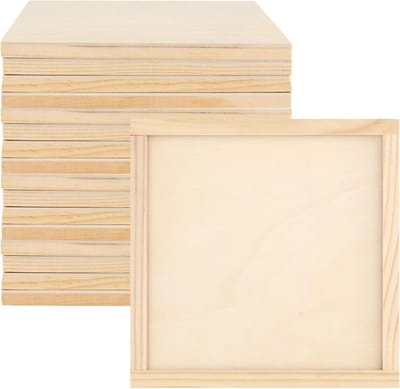 15 Stuks 20 x 20 cm Houten Doeken, Vierkante Schilderbasis, Onbehandelde Houten Platen voor Schilderen en Creatieve Projecten
