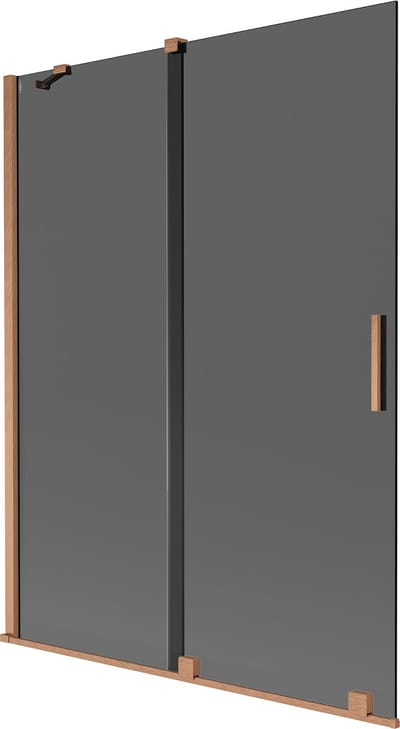 Mexen Velar badwand 2-delig schuifbaar 130 x 150 , grafiet, geborsteld koper - 896-130-000-41-65
