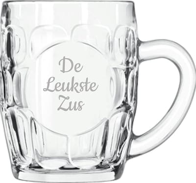 Gegraveerde Bierpul 55cl De Leukste Zus