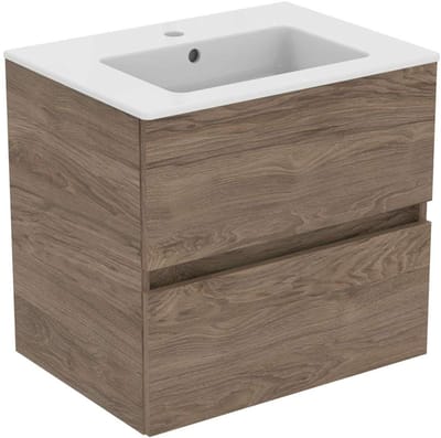 Ideal Standard Eurovit - Kast met wastafel, 55x60x44 cm, 2 laden, notenhout R0572Y9