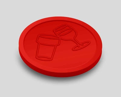 Reliëfmunten Bier en Wijn 29mm / Consumptiemunten / Betaalmunten (per 250 stuks) - ROOD