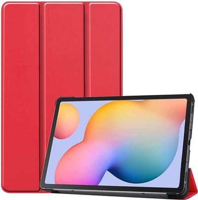 Tablethoes Geschikt voor: Samsung Galaxy Tab S6 Lite - 10.4 inch Ultraslanke Hoesje Tri-Fold Cover Case - Rood