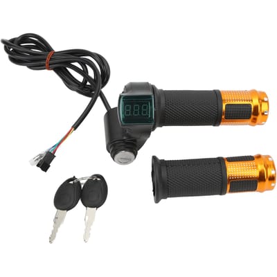 1 Paar Elektrische Scooters Gashendel Snelheidsgeregeld Digitale Gashendel met Slot voor Elektrisch Voertuig 12V‑99V Gold