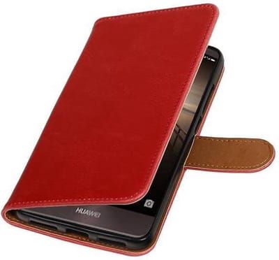 Zakelijke Book Case Telefoonhoesje Geschikt voor de Huawei Mate 9 - Portemonnee Hoesje - Pasjeshouder Wallet Case - Rood