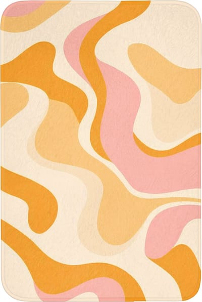 Badmat 60x90 cm - Antislip - Abstract - Golvend - Oranje - Badmatten voor badkamer - Badkamermat - Douchemat - Badkamer mat
