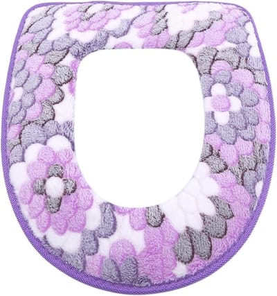 Wc-brilkussen - Toilethoes Pluche - Badkamer Comfort - Universeel Model - 44 x 36 cm - Paars