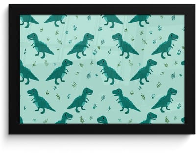 Poster in lijst - Fotolijst 30x20 cm - Posters - Donkergroen - Dinosaurussen - Afdrukken - Bladeren - Posterlijst zwart - Decoratie - Wanddecoratie woonkamer - Muurdecoratie slaapkamer