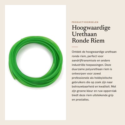 Dailygoods- Polyurethaan Riem - Ronde Riem - Slijtagebestendig - Hoge Treksterkte - Eenvoudige Installatie - 4 mm x 10 m - Transmissieriem