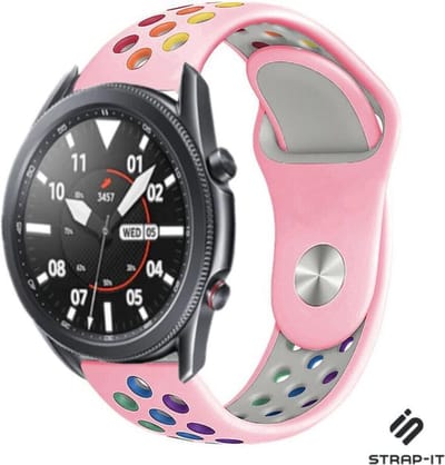 Strap-it Siliconen sport bandje - geschikt voor Samsung Galaxy Watch 3 45mm / Galaxy Watch 1 46mm / Gear S3 Classic & Frontier - roze/kleurrijk