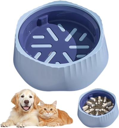 2-in-1 converteerbare slowfeeder voerbak - normale en slowfeed-stand - gaswerend - antislip ontwerp - verstikkingsveilige slowfeeder - geschikt voor kleine en middelgrote katten, puppy's en andere huisdieren - blauw