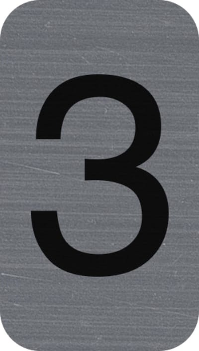 Exacompta Zelfklevend plaatje in imitatie aluminium Cijfer 3 - 2,5x4,4 cm - Grijs - 67183E