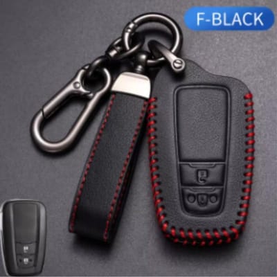 2/3 Knoppen Auto Sleutelhoesje Voor Toyota Prius Camry Corolla C-Hr Chr Rav4 Prado Oli Lederen Hoes Sleutelhanger Accessoires For Toyota gray