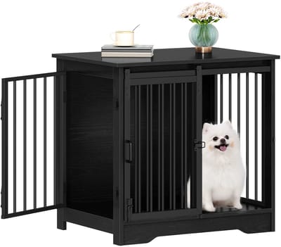 Geargalaxy Hondenbench - Hondenkooi - Benchmeubel - Hondenhuis - Binnenbench - Hondenverblijf - Benchkast - 63x43x54cm - Zwart