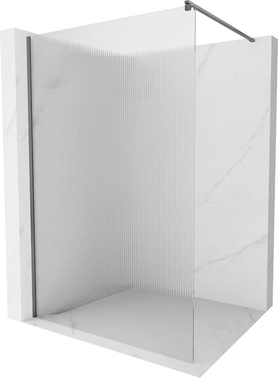 Mexen Kioto douchewand Walk-in 70 x 200 , streepjes 8 mm, kanonnenmetaal - 800-070-101-95-09