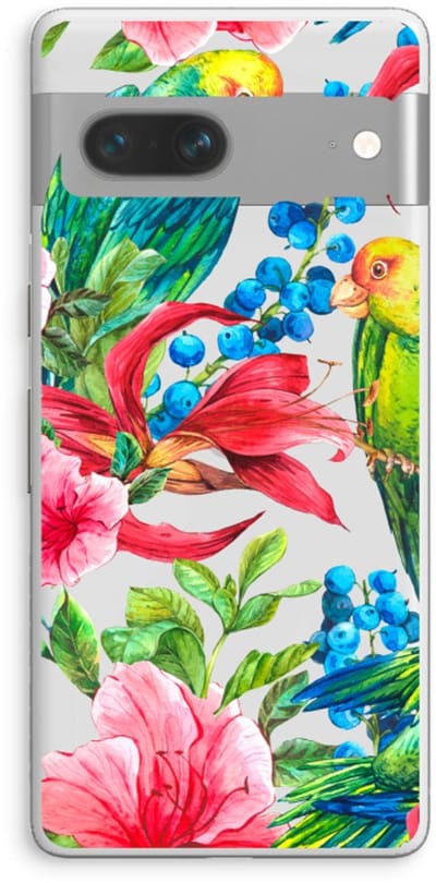 Case Company® - Hoesje geschikt voor Google Pixel 7 hoesje - Papegaaien - Soft Cover Telefoonhoesje - Bescherming aan alle Kanten en Schermrand