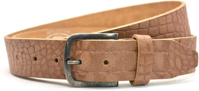 Timbelt 4cm leren jeans riem met Croco print - Naturel - beige - Taupe - 100% leder kroko print - Maat 105 - Totale lengte riem 120 cm