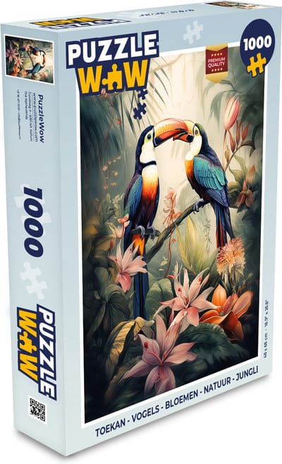 Puzzel Toekan - Vogels - Bloemen - Natuur - Jungle - Legpuzzel - Puzzel 1000 stukjes volwassenen