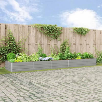 vidaXL - Plantenbak - Lichtgrijs - 480 - x - 100 - x - 45 - cm - Gegalvaniseerd - staal