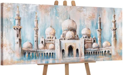 Canvas schilderij panoramisch 115x50 handgeschilderd pad van het licht abstract – YS-Art Gallery – Inspirerende wanddecoratie voor woonkamer – Modern schilderij voor hal